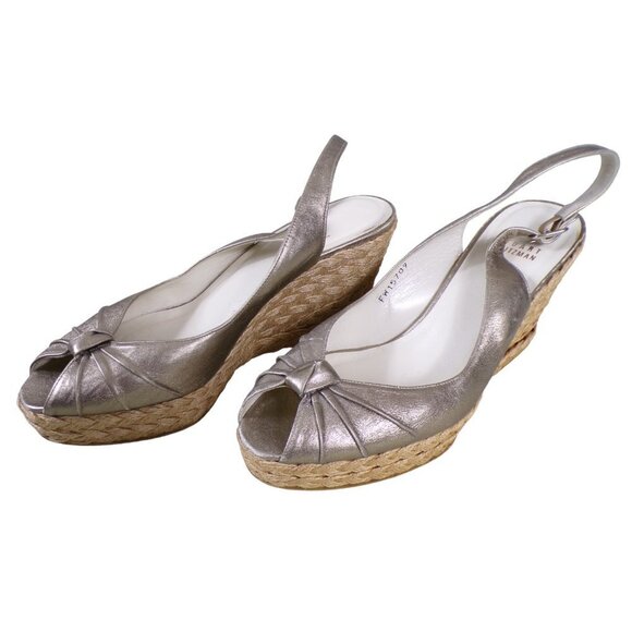 NEW Stuart Weitzman Peep Toe Fiesta Espadrille Wedge Sandals Size 9.5M #506 - Picture 2 of 8